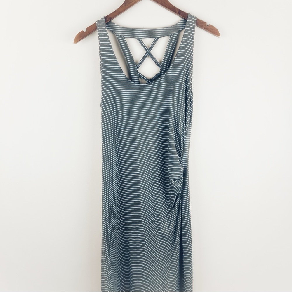 Toad&Co Maxi Dress Racerback Grey Stripe Full Length Size S